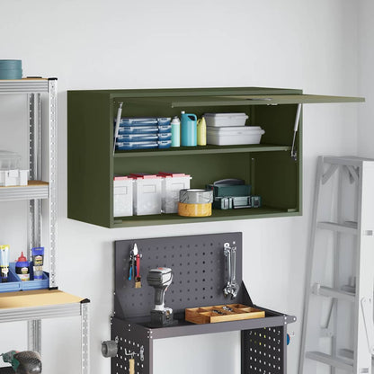 vidaXL Wandschrank für die Garage mit Gasdrucklift-Tür Olivgrün