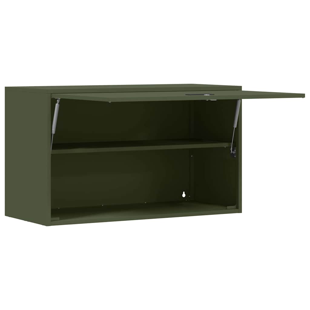 vidaXL Wandschrank für die Garage mit Gasdrucklift-Tür Olivgrün