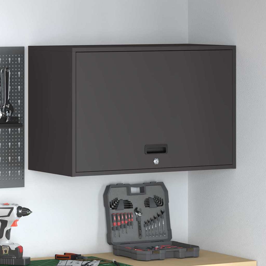 vidaXL Wandschrank für die Garage mit Gasdrucklift-Tür Schwarz