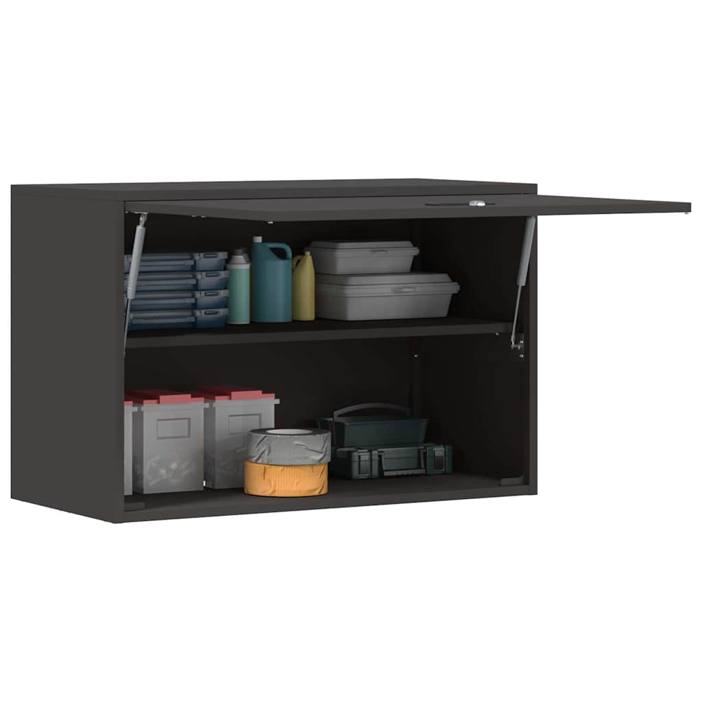 vidaXL Wandschrank für die Garage mit Gasdrucklift-Tür Schwarz