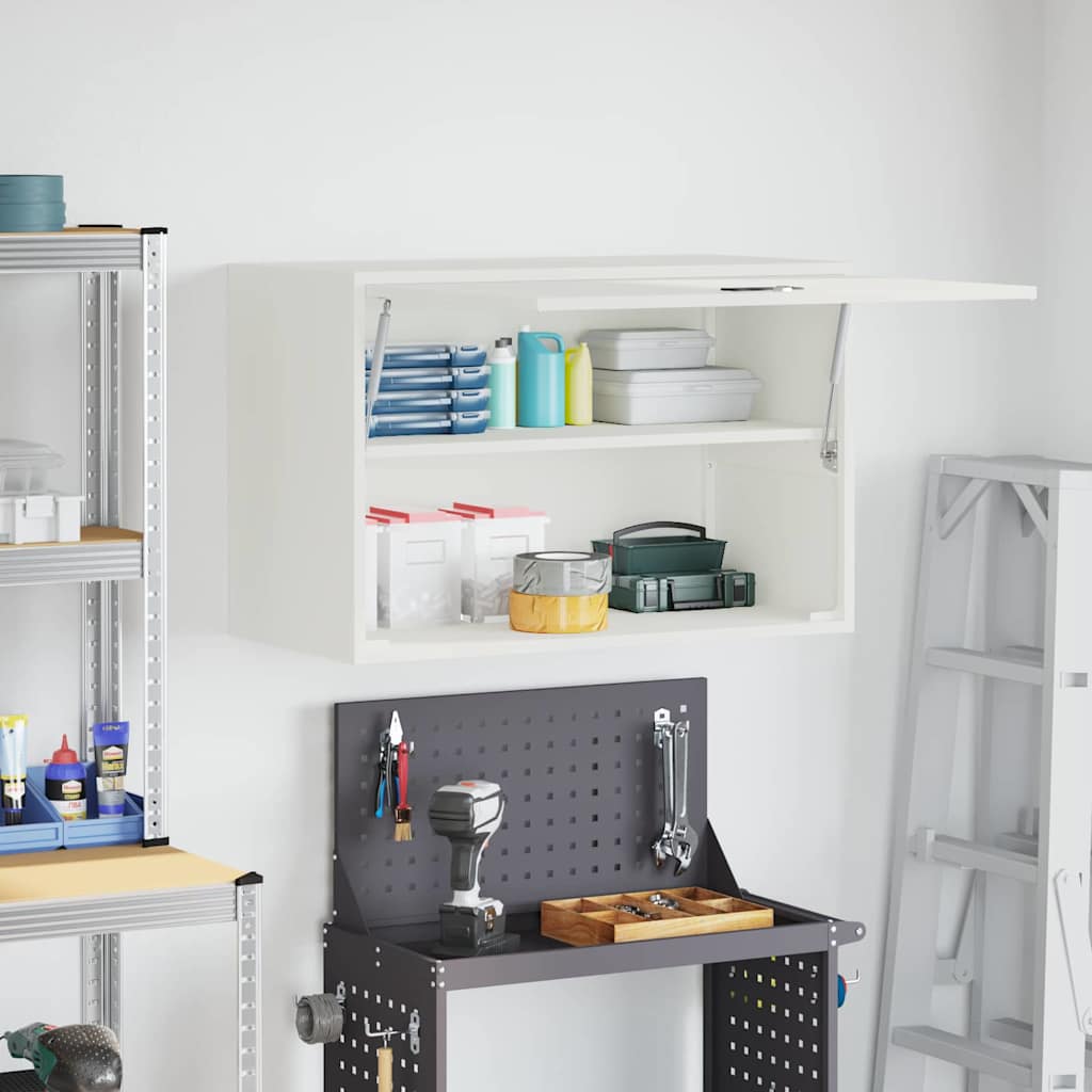 vidaXL Wandschrank für die Garage mit Gasdrucklift-Tür Weiß