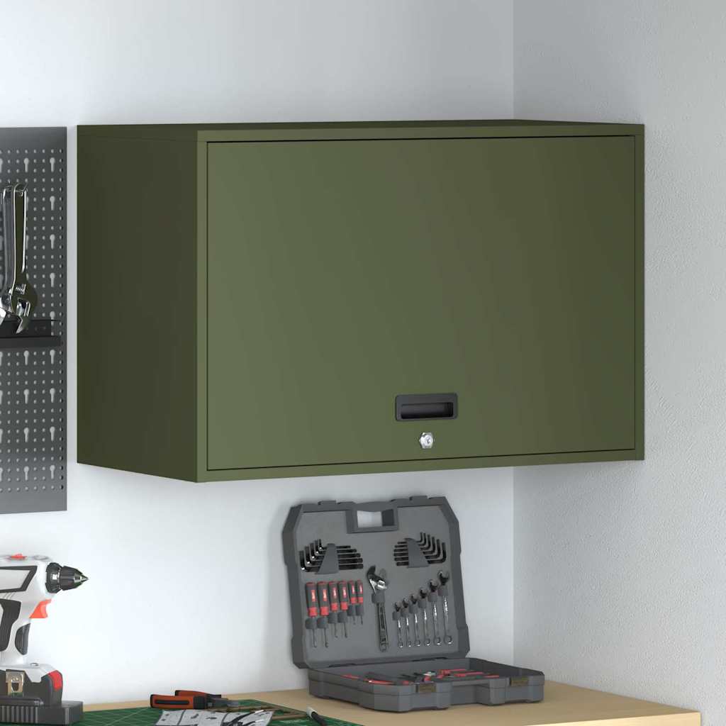 vidaXL Wandschrank für die Garage mit Gasdrucklift-Tür Olivgrün