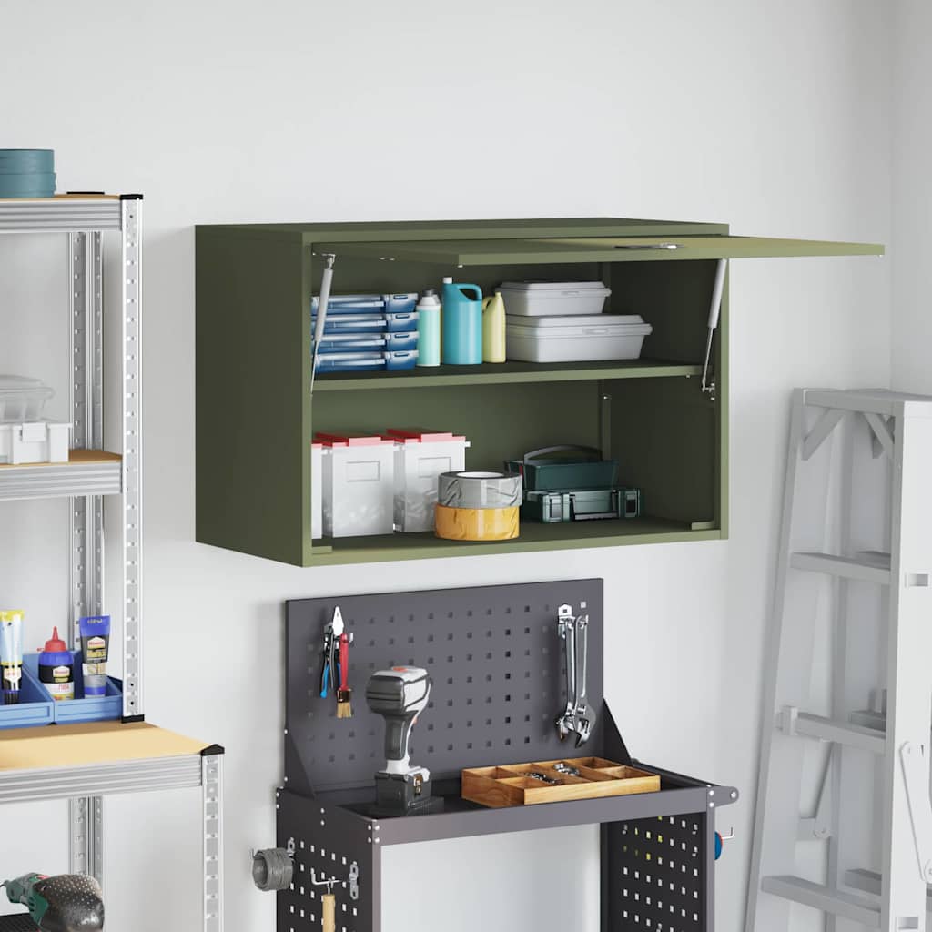 vidaXL Wandschrank für die Garage mit Gasdrucklift-Tür Olivgrün