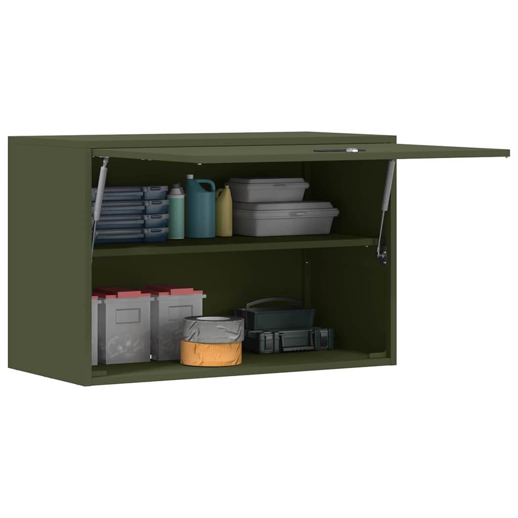 vidaXL Wandschrank für die Garage mit Gasdrucklift-Tür Olivgrün