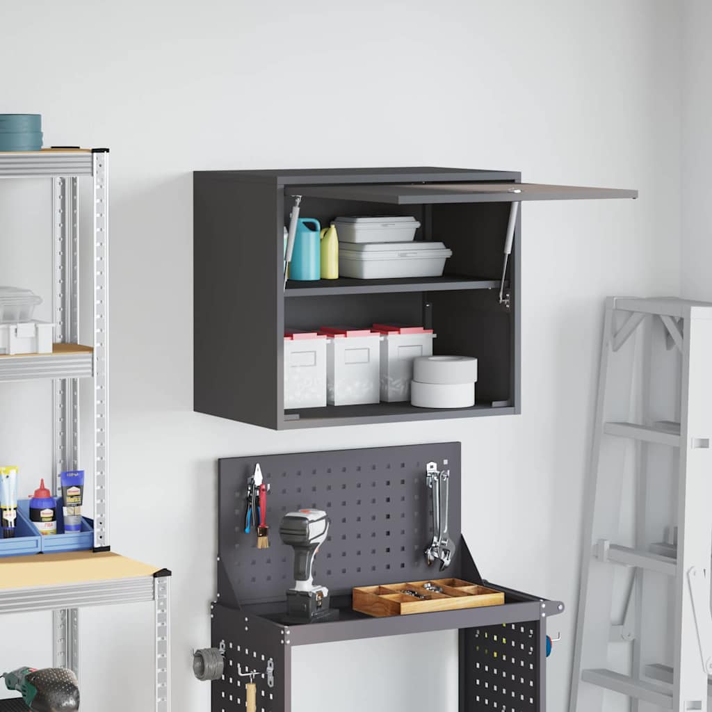 vidaXL Wandschrank für die Garage mit Gasdrucklift-Tür Schwarz