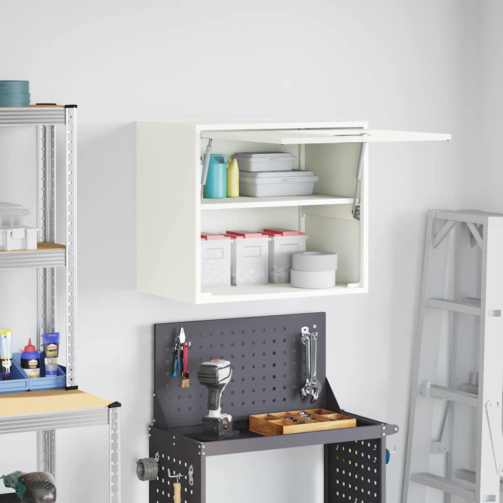 vidaXL Wandschrank für die Garage mit Gasdrucklift-Tür Weiß