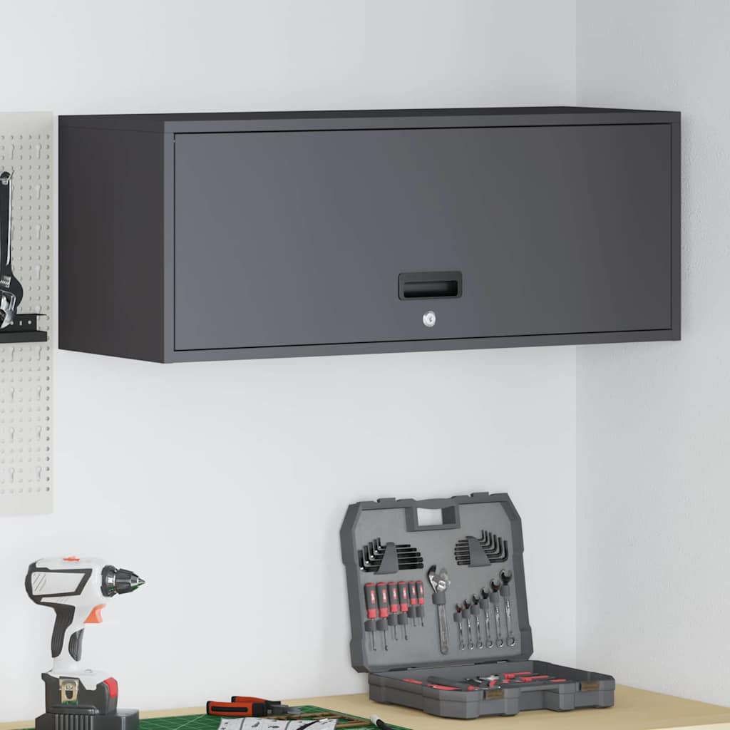 vidaXL Wandschrank für die Garage mit Gasdrucklift-Tür Schwarz