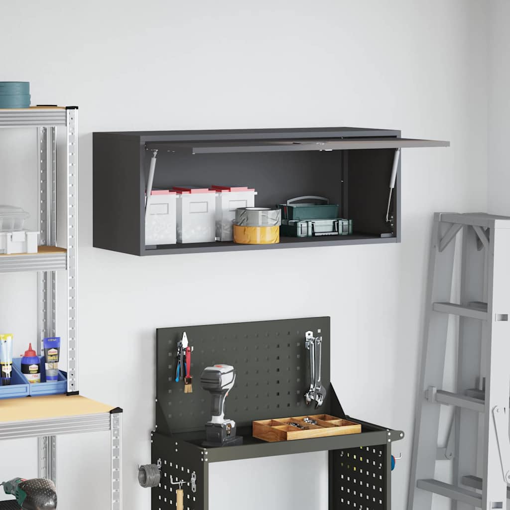 vidaXL Wandschrank für die Garage mit Gasdrucklift-Tür Schwarz