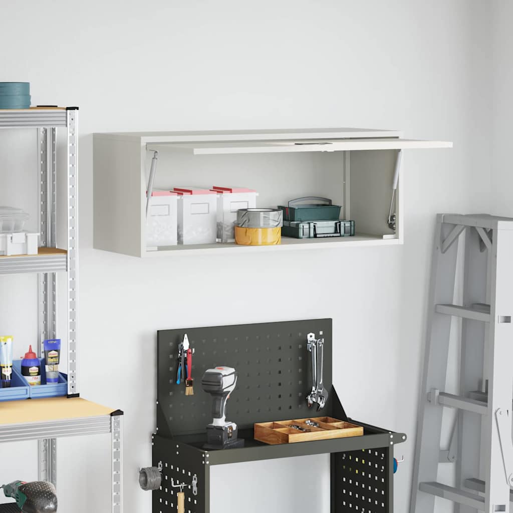 vidaXL Wandschrank für die Garage mit Gasdrucklift-Tür Weiß