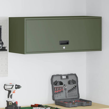 vidaXL Wandschrank für die Garage mit Gasdrucklift-Tür Olivgrün