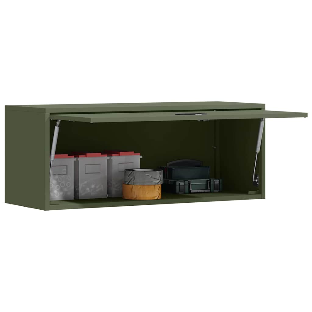 vidaXL Wandschrank für die Garage mit Gasdrucklift-Tür Olivgrün