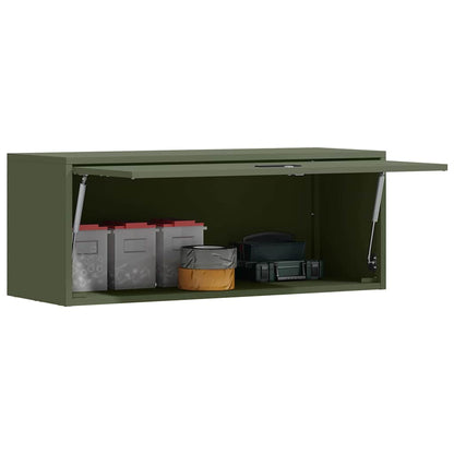 vidaXL Wandschrank für die Garage mit Gasdrucklift-Tür Olivgrün
