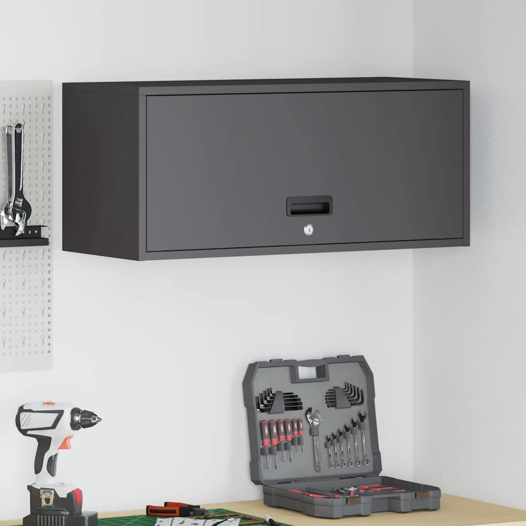 vidaXL Wandschrank für die Garage mit Gasdrucklift-Tür Schwarz
