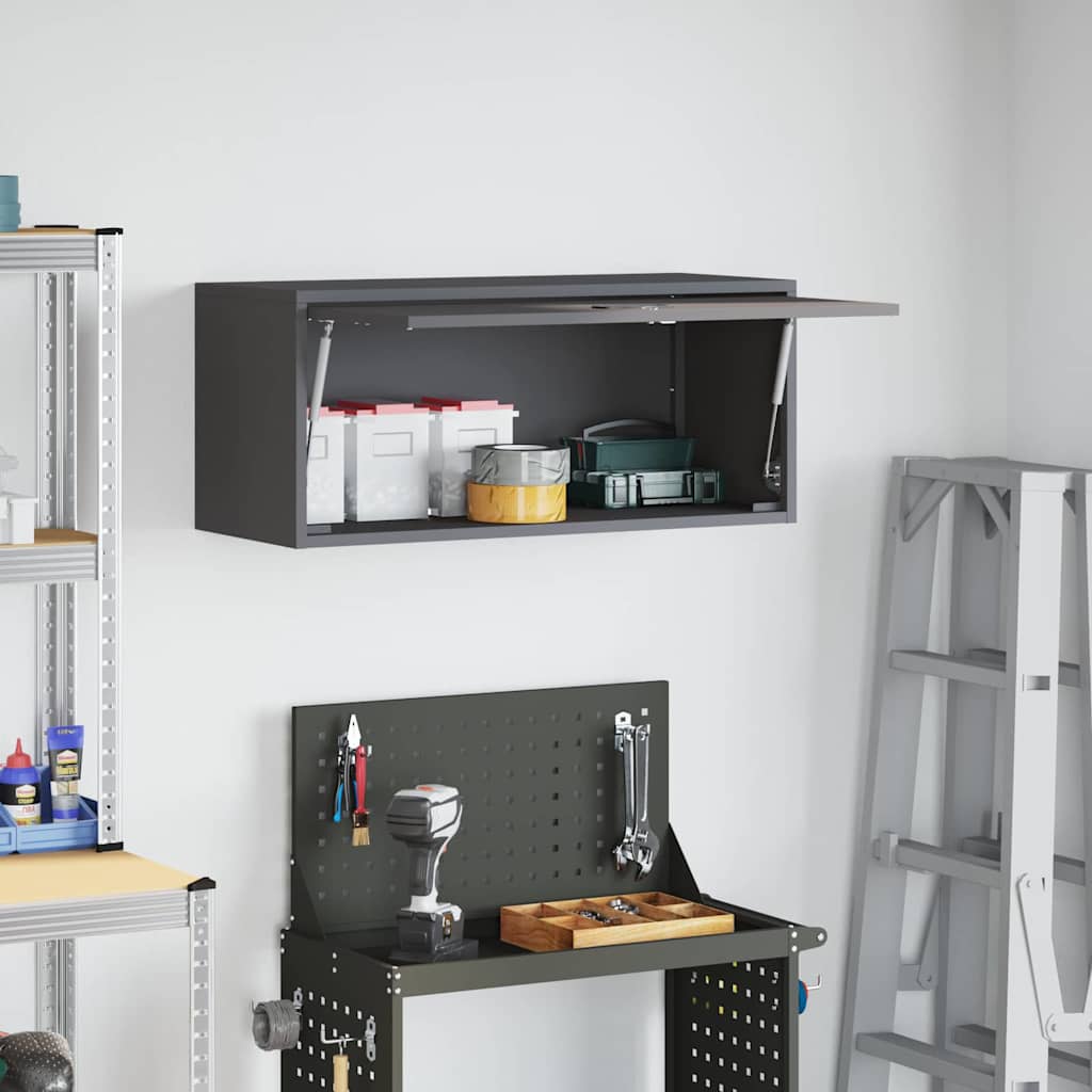 vidaXL Wandschrank für die Garage mit Gasdrucklift-Tür Schwarz