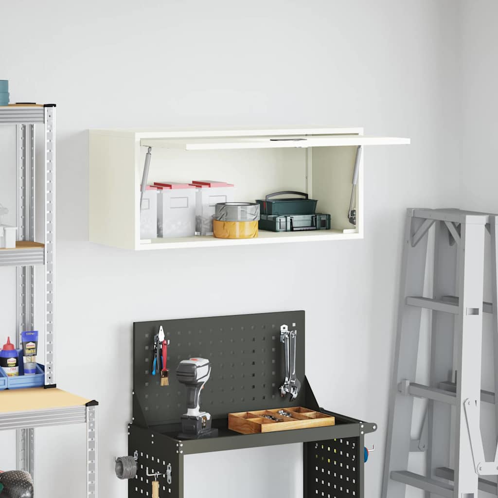 vidaXL Wandschrank für die Garage mit Gasdrucklift-Tür Weiß
