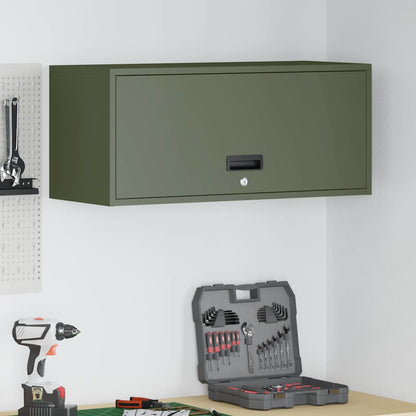 vidaXL Wandschrank für die Garage mit Gasdrucklift-Tür Olivgrün