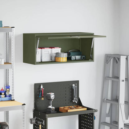 vidaXL Wandschrank für die Garage mit Gasdrucklift-Tür Olivgrün