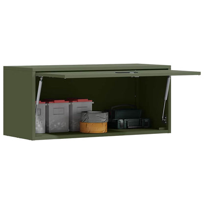 vidaXL Wandschrank für die Garage mit Gasdrucklift-Tür Olivgrün
