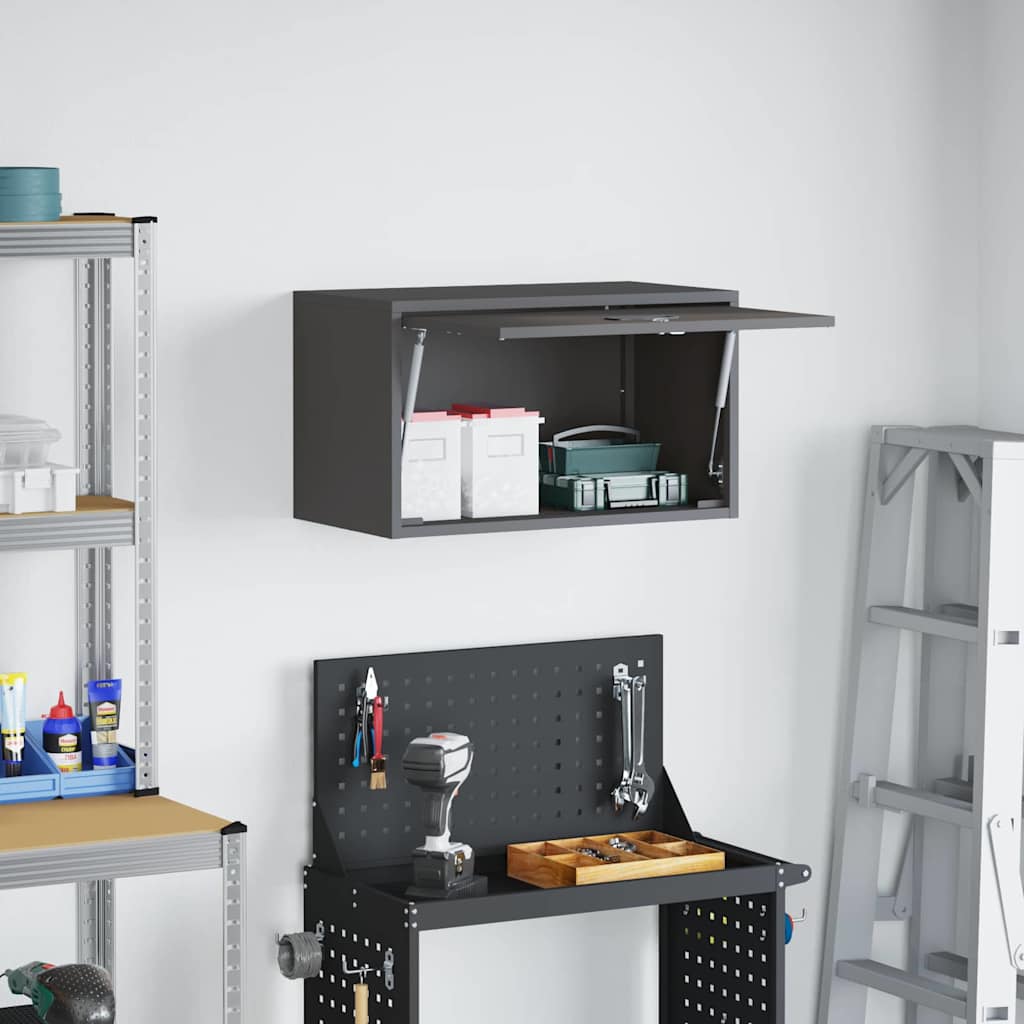vidaXL Wandschrank für die Garage mit Gasdrucklift-Tür Schwarz