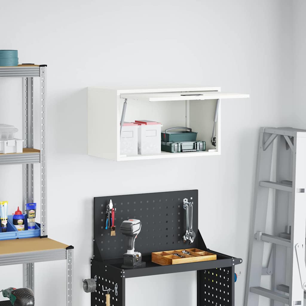 vidaXL Wandschrank für die Garage mit Gasdrucklift-Tür Weiß