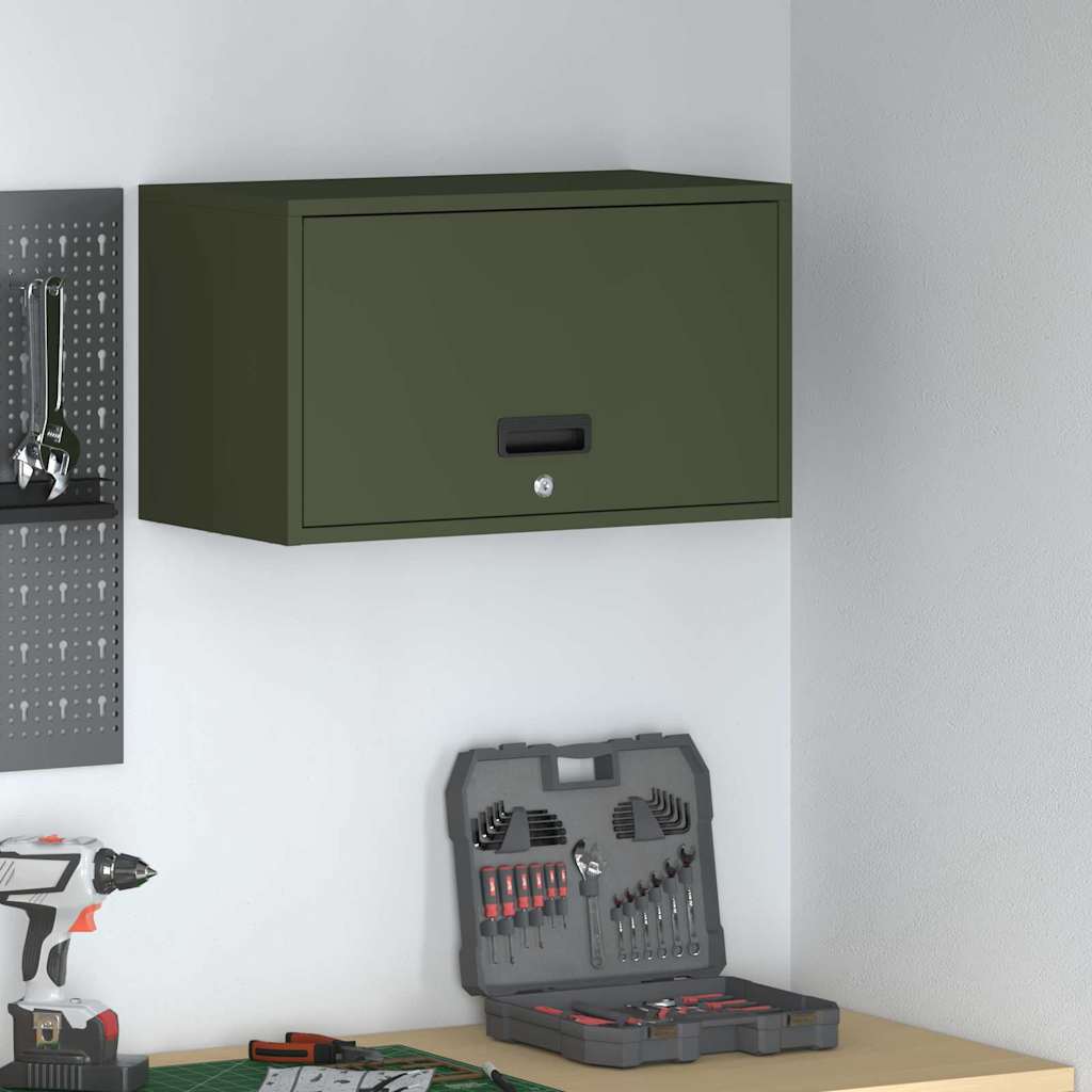 vidaXL Wandschrank für die Garage mit Gasdrucklift-Tür Olivgrün