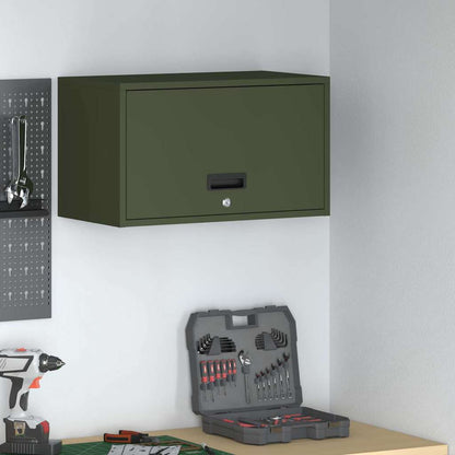 vidaXL Wandschrank für die Garage mit Gasdrucklift-Tür Olivgrün