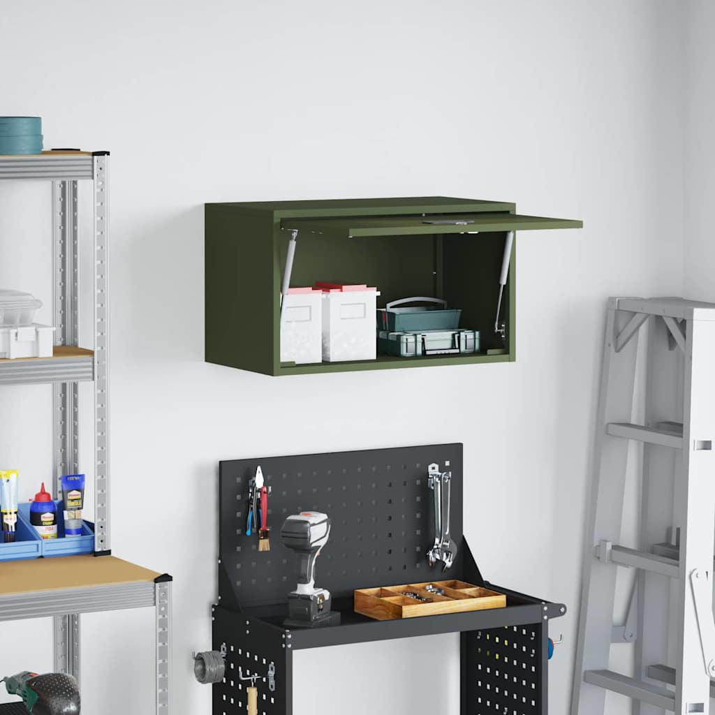 vidaXL Wandschrank für die Garage mit Gasdrucklift-Tür Olivgrün