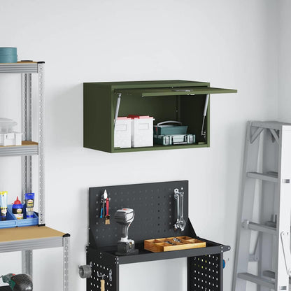 vidaXL Wandschrank für die Garage mit Gasdrucklift-Tür Olivgrün