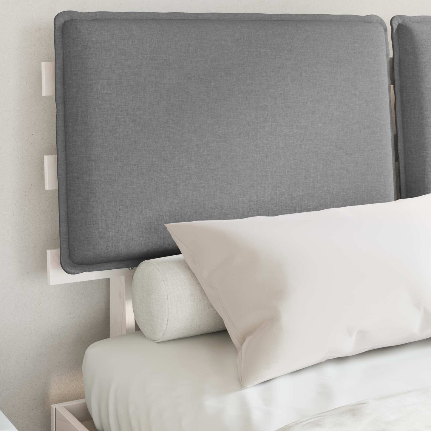 Bettgestell mit gepolstertem Kopfteil Hellgrau 160 x 200 cm