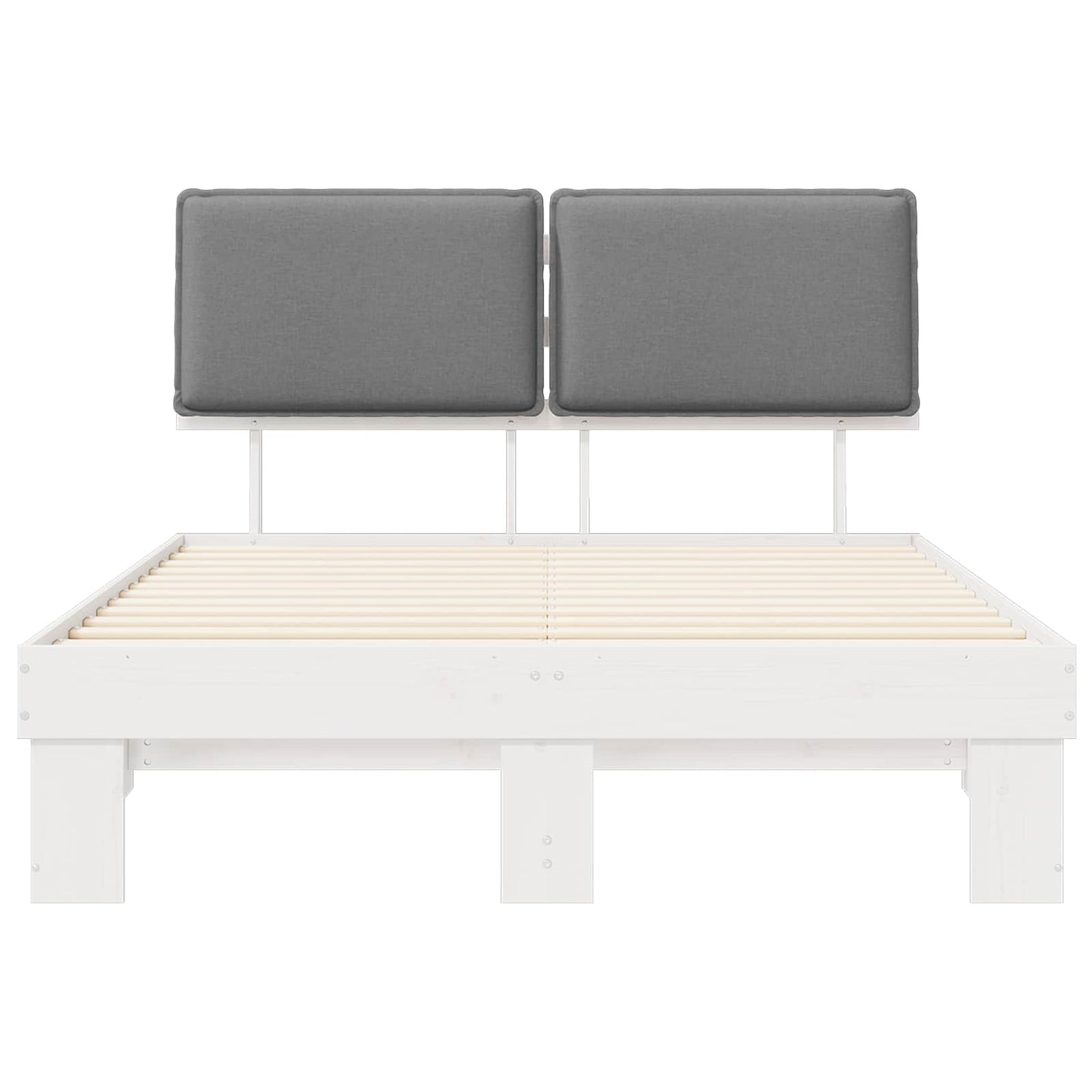 Bettgestell mit gepolstertem Kopfteil Hellgrau 160 x 200 cm