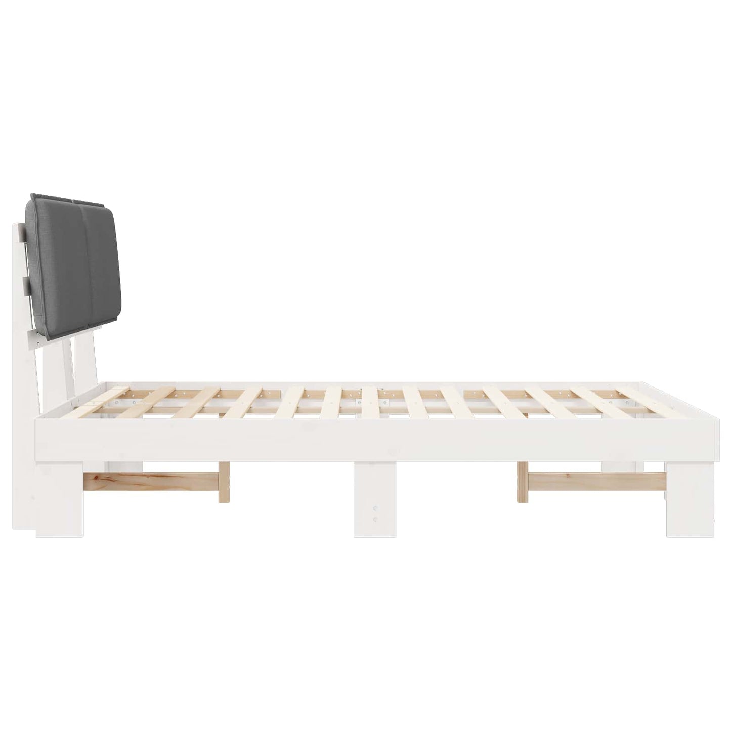 Bettgestell mit gepolstertem Kopfteil Hellgrau 160 x 200 cm