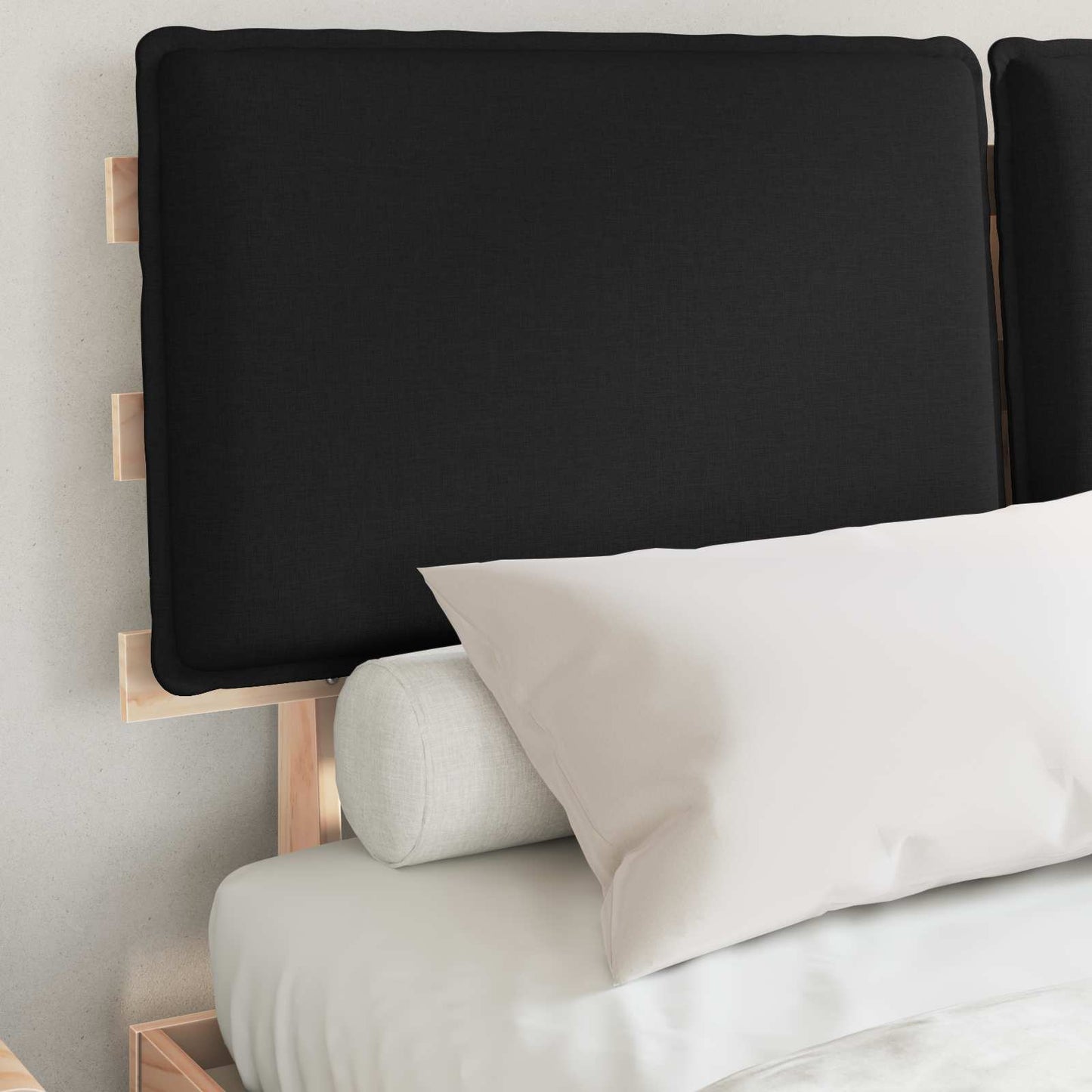 vidaXL Bettgestell mit gepolstertem Kopfteil Schwarz 150 x 200 cm