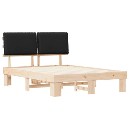 vidaXL Bettgestell mit gepolstertem Kopfteil Schwarz 150 x 200 cm