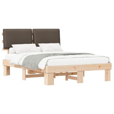 vidaXL Bettgestell mit gepolstertem Kopfteil Taupe 150 x 200 cm