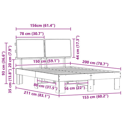 vidaXL Bettgestell mit gepolstertem Kopfteil Taupe 150 x 200 cm