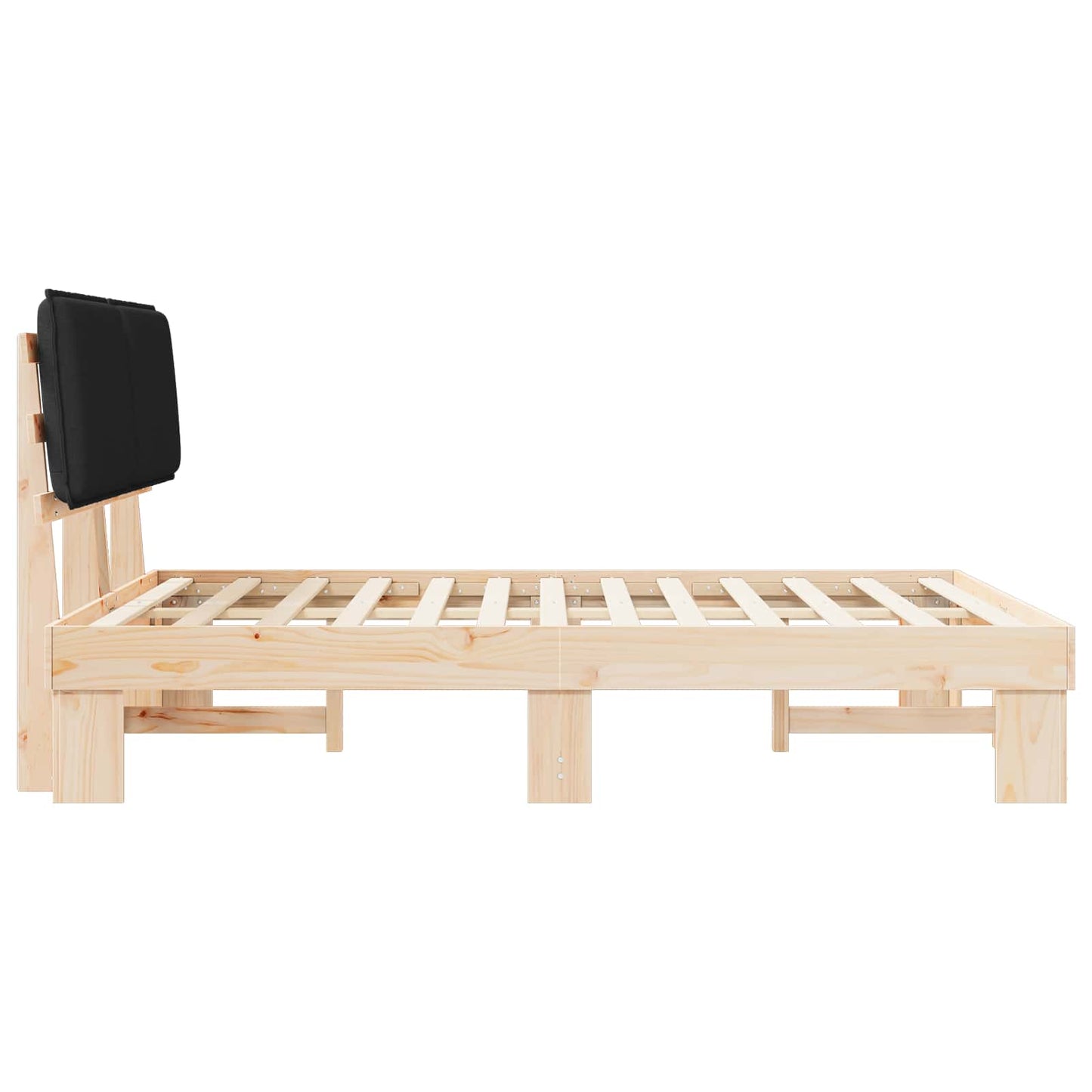 Bettgestell mit gepolstertem Kopfteil Schwarz 140 x 200 cm