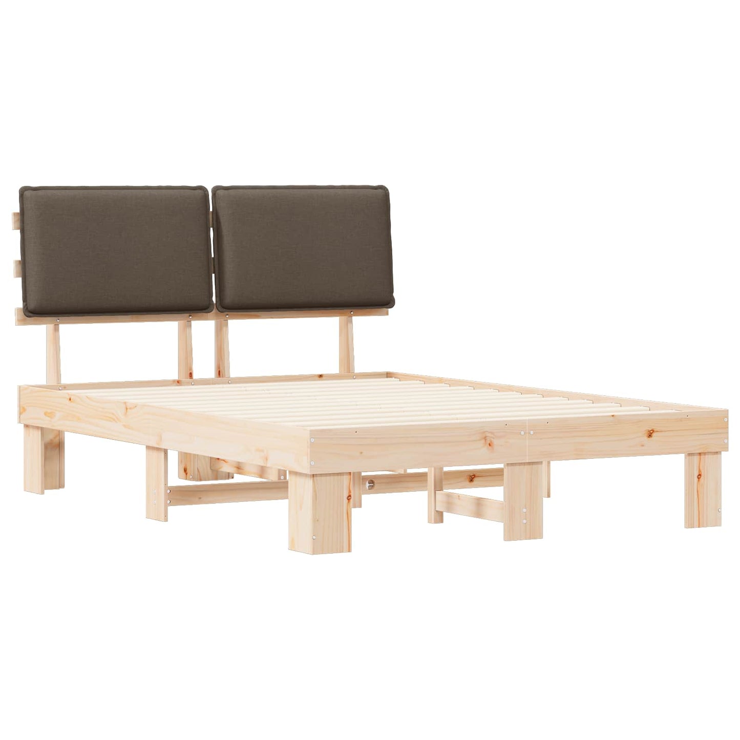 Bettgestell mit gepolstertem Kopfteil Taupe 140 x 200 cm