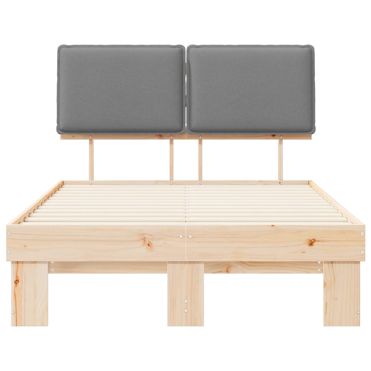 Bettgestell mit gepolstertem Kopfteil Hellgrau 120 x 200 cm