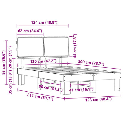 vidaXL Bettgestell mit gepolstertem Kopfteil Taupe 120 x 200 cm
