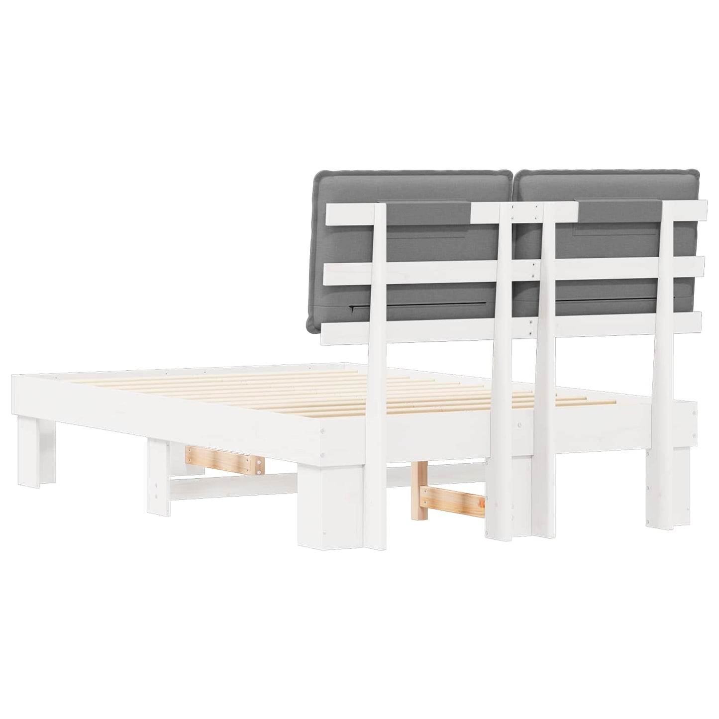 Bettgestell mit gepolstertem Kopfteil Hellgrau 120 x 200 cm