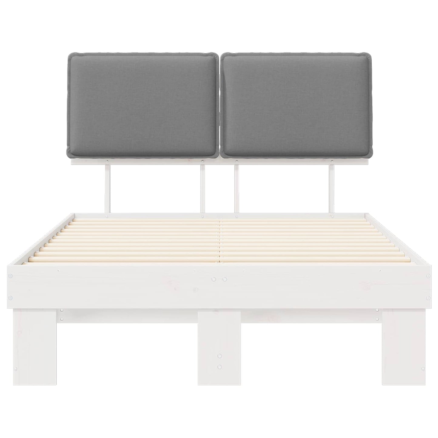 Bettgestell mit gepolstertem Kopfteil Hellgrau 120 x 200 cm