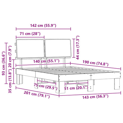 Bettgestell mit gepolstertem Kopfteil Hellgrau 140 x 190 cm