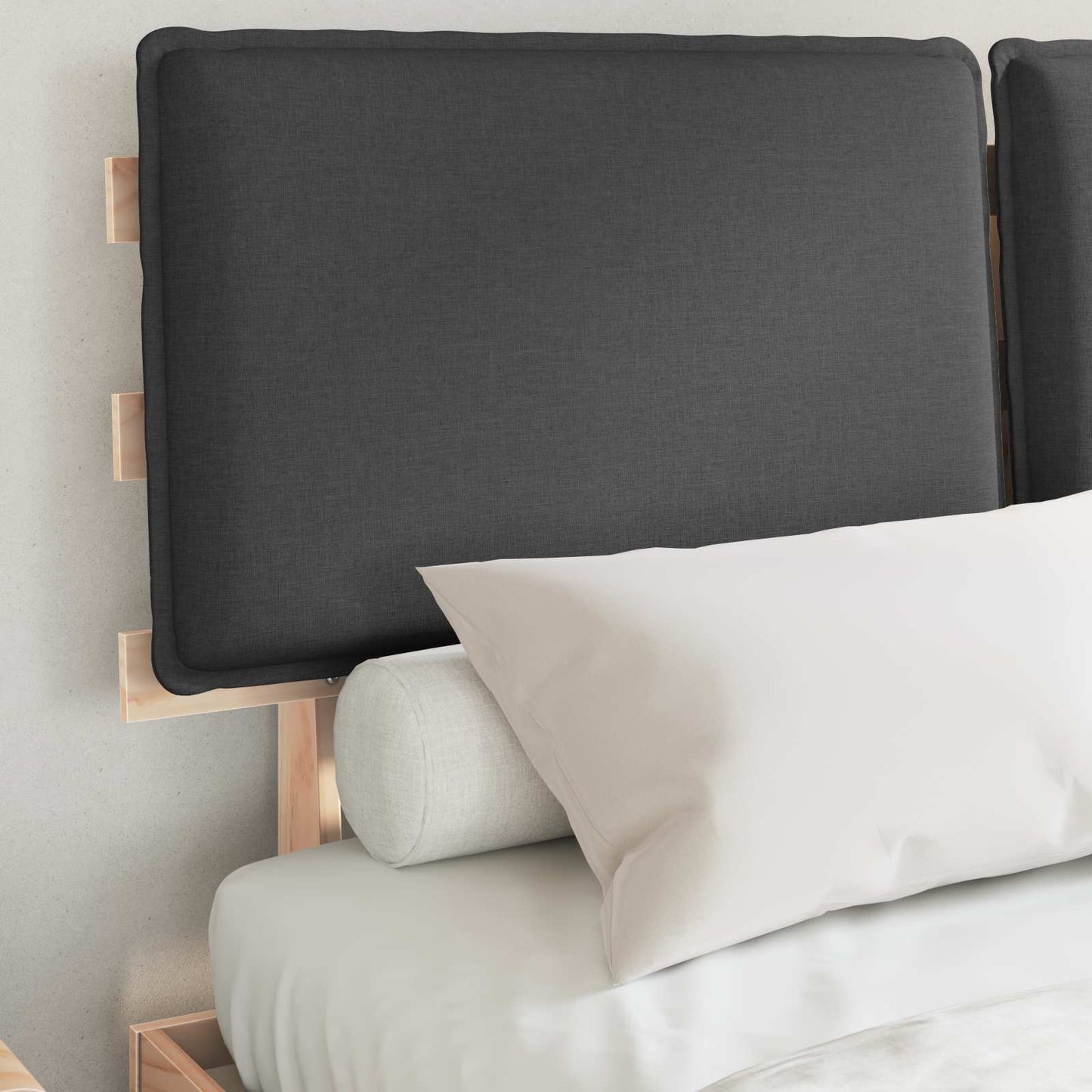 vidaXL Bettgestell mit gepolstertem Kopfteil Dunkelgrau 140 x 190 cm