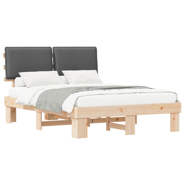 vidaXL Bettgestell mit gepolstertem Kopfteil Dunkelgrau 140 x 190 cm