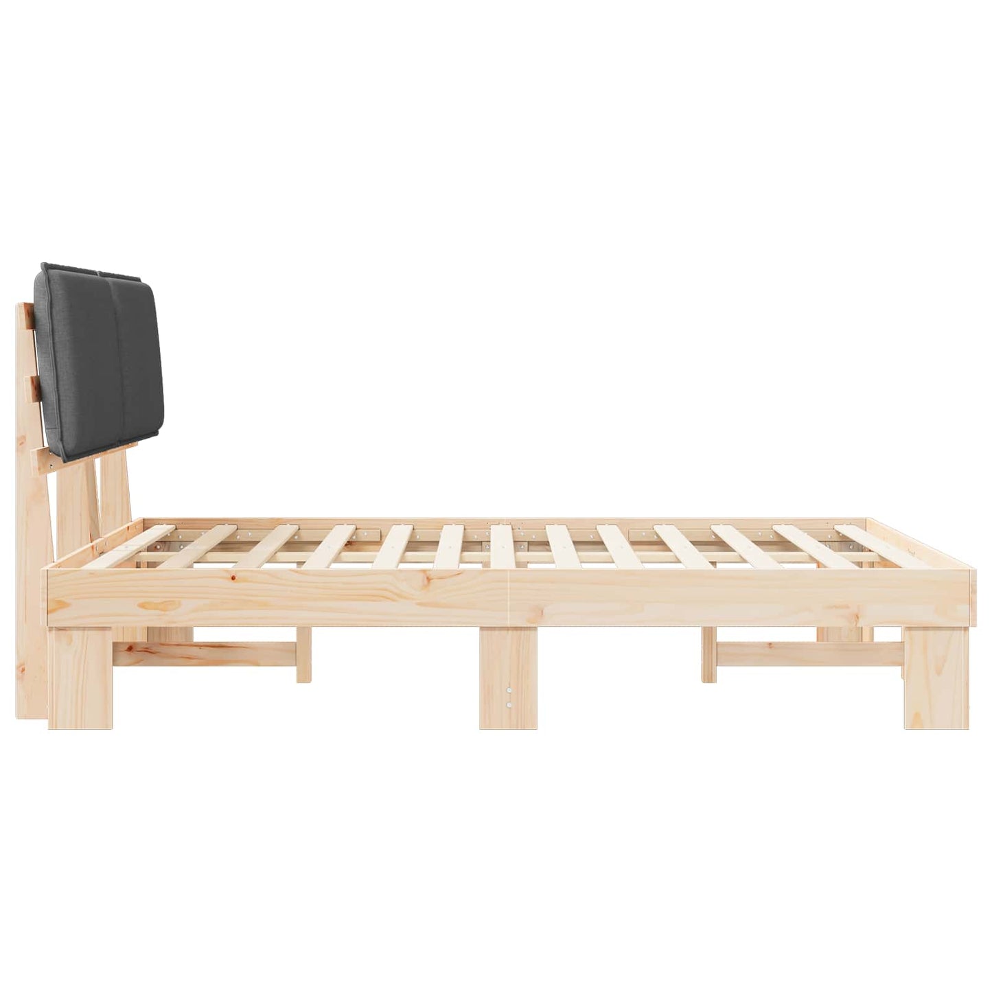 vidaXL Bettgestell mit gepolstertem Kopfteil Dunkelgrau 140 x 190 cm