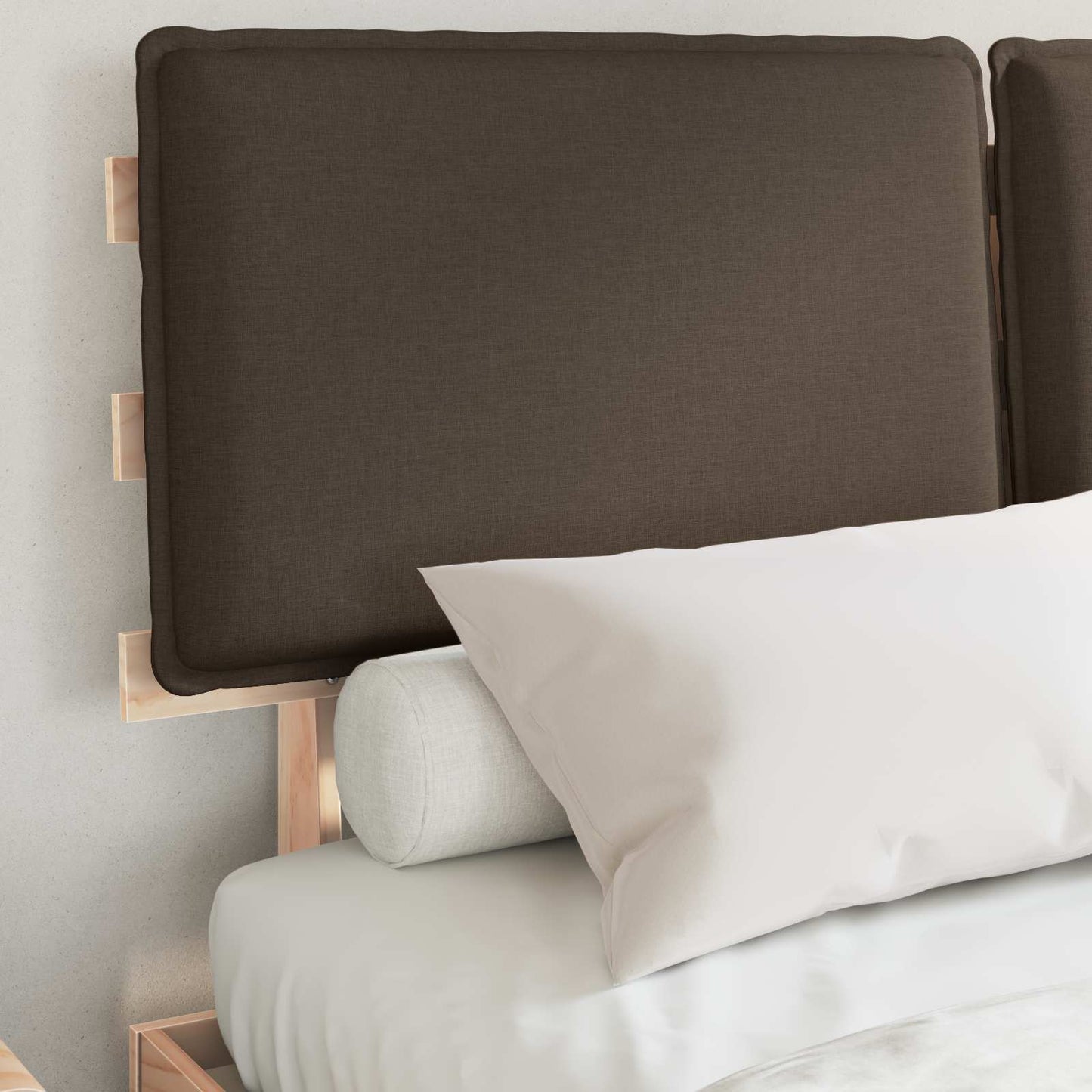 vidaXL Bettgestell mit gepolstertem Kopfteil Taupe 140 x 190 cm
