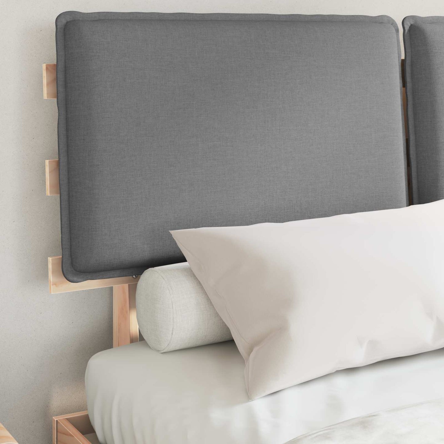 Bettgestell mit gepolstertem Kopfteil Hellgrau 135 x 190 cm