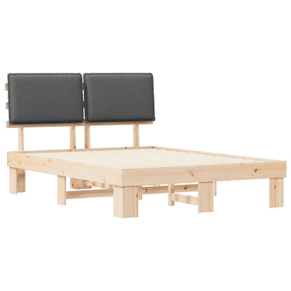 Bettgestell mit gepolstertem Kopfteil Dunkelgrau 135 x 190 cm