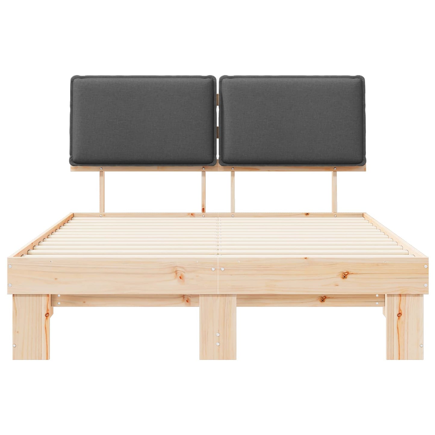 Bettgestell mit gepolstertem Kopfteil Dunkelgrau 135 x 190 cm