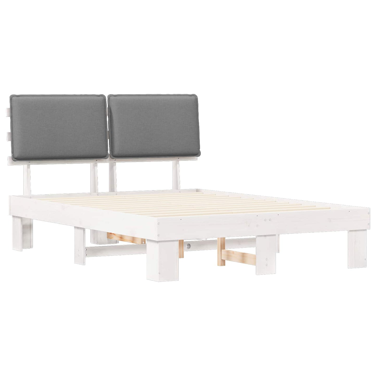 vidaXL Bettgestell mit gepolstertem Kopfteil Hellgrau 135 x 190 cm